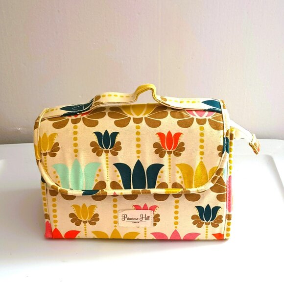 Floral Cosmetic Makeup Travel Bag Canvas Trifold Retro by Primrose Hill London - Picture 1 of 6